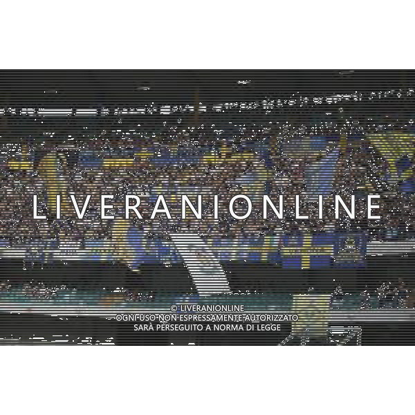 Hellas Verona fans show their support during Hellas Verona FC vs SSC Napoli, 1° Serie A EniLive 2024-25 game at Marcantonio Bentegodi Stadium in Verona (VR), Italy, on August 18, 2024. (Photo by Davide Casentini)/AGENZIA ALDO LIVERANI SAS