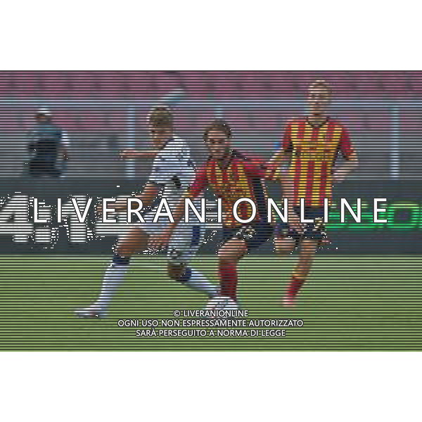 TVEM August 19, 2024 Lecce, Italy - US Lecce vs Atalanta - Italian soccer serie A 2024/25 - Via Del Mare Stadium. In the pic by Emmanuele Mastrodonato/agenzia Aldo Liverani sas: Antonino Gallo of US Lecce in action against Charles De Ketelaere of Atalanta ©TVEM/AGENZIA ALDO LIVERANI SAS
