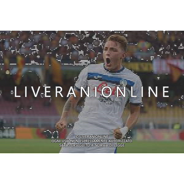 TVEM August 19, 2024 Lecce, Italy - US Lecce vs Atalanta - Italian soccer serie A 2024/25 - Via Del Mare Stadium. In the pic by Emmanuele Mastrodonato/agenzia Aldo Liverani sas: Mateo Retegui of Atalanta celebrates after scoring a goal ©TVEM/AGENZIA ALDO LIVERANI SAS