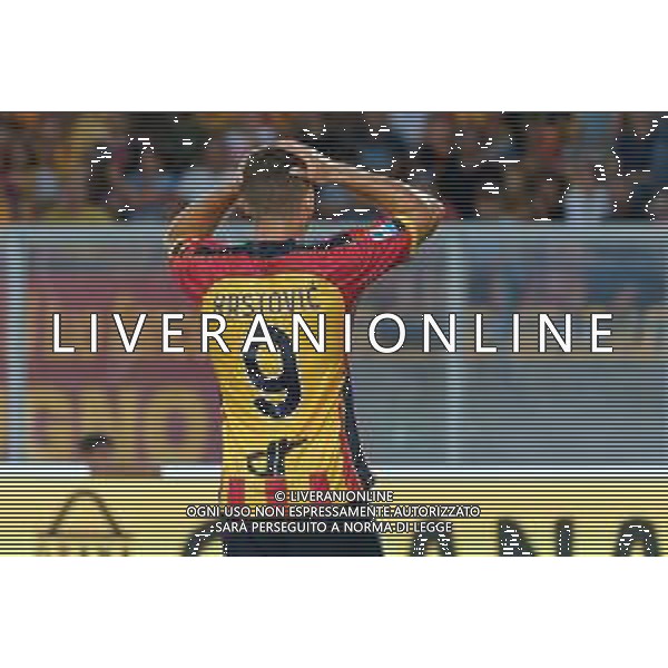 TVEM August 19, 2024 Lecce, Italy - US Lecce vs Atalanta - Italian soccer serie A 2024/25 - Via Del Mare Stadium. In the pic by Emmanuele Mastrodonato/agenzia Aldo Liverani sas: Nikola Krstovic of US Lecce disappointment ©TVEM/AGENZIA ALDO LIVERANI SAS