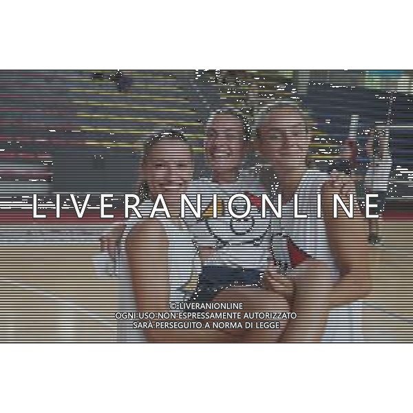 IMOLA 19 08 2024 CLAI IMOLA PALLAVOLO SERIE A2 PRIMO ALLENAMENTO NELLA FOTO DA SINISTRA SOFIA CAVALLI ALESSIA MASTRILLI E SOFIA MIGLIORINI CLAI IMOLA ©SANNA/AGENZIA ALDO LIVERANI SAS