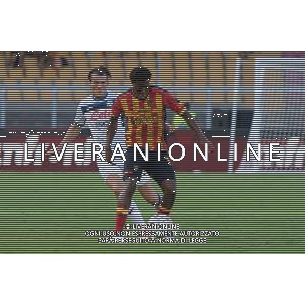 TVEM August 19, 2024 Lecce, Italy - US Lecce vs Atalanta - Italian soccer serie A 2024/25 - Via Del Mare Stadium. In the pic by Emmanuele Mastrodonato/agenzia Aldo Liverani sas: Patrick Dorgu of US Lecce in action against Marten de Roon of Atalanta
