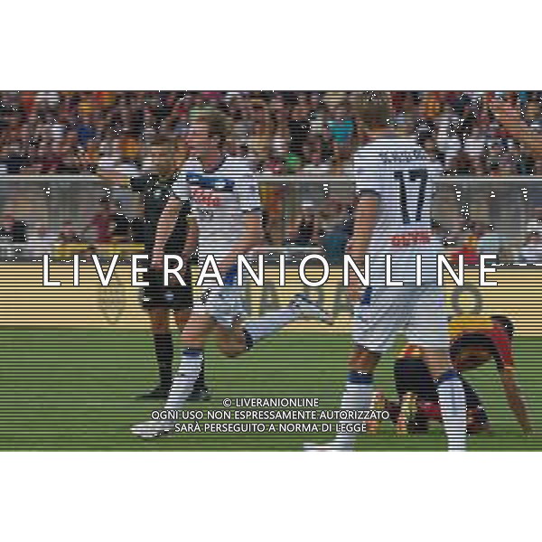 TVEM August 19, 2024 Lecce, Italy - US Lecce vs Atalanta - Italian soccer serie A 2024/25 - Via Del Mare Stadium. In the pic by Emmanuele Mastrodonato/agenzia Aldo Liverani sas: Marco Brescianini of Atalanta celebrates after scoring a goal