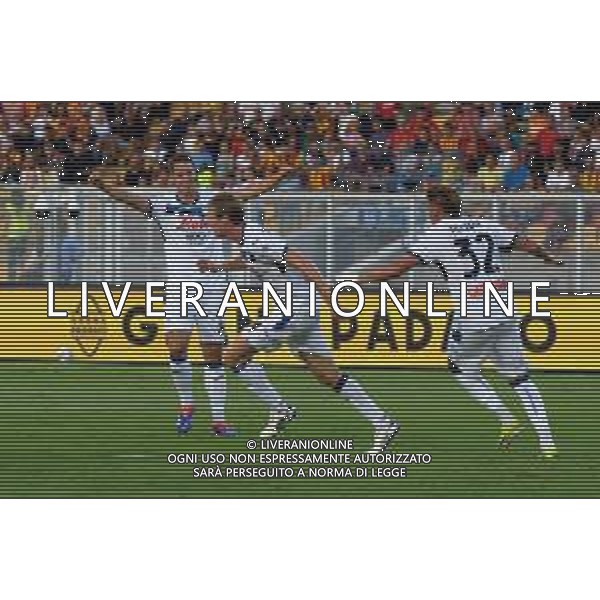 TVEM August 19, 2024 Lecce, Italy - US Lecce vs Atalanta - Italian soccer serie A 2024/25 - Via Del Mare Stadium. In the pic by Emmanuele Mastrodonato /AGENZIA ALDO LIVERANI SAS: Marco Brescianini of Atalanta celebrates after scoring a goal with Mario Pasalic and Mateo Retegui of Atalanta /AGENZIA ALDO LIVERANI SAS