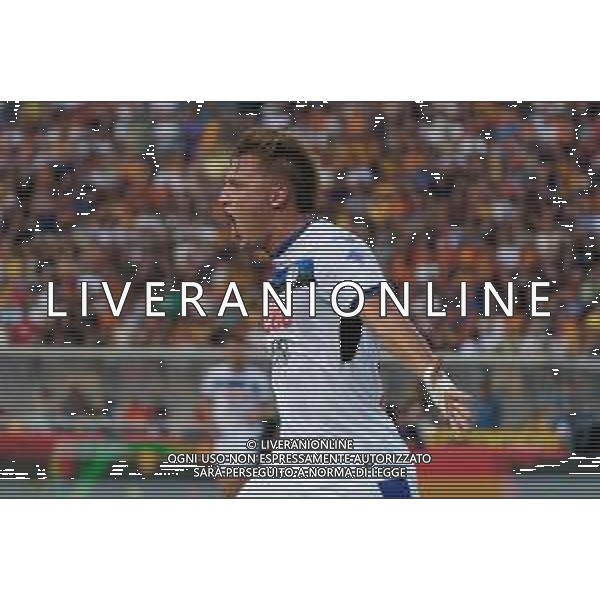 TVEM August 19, 2024 Lecce, Italy - US Lecce vs Atalanta - Italian soccer serie A 2024/25 - Via Del Mare Stadium. In the pic by Emmanuele Mastrodonato /AGENZIA ALDO LIVERANI SAS: Mateo Retegui of Atalanta celebrates after scoring a goal /AGENZIA ALDO LIVERANI SAS