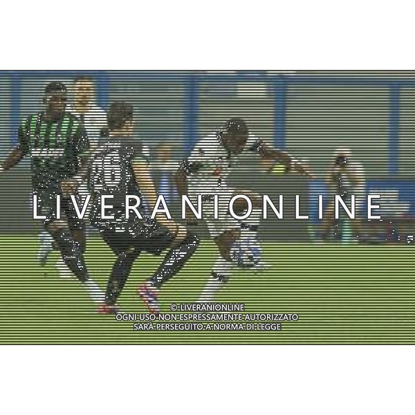 Augustus Kargbo of Cesena FC battle for the ball with Cas Odenthal of US Sassuolo during US Sassuolo Calcio vs Cesena FC, 2° Serie B BKT 2024-25 game at Mapei stadium - Città del Tricolore in Reggio Emilia (RE), Italy, on August 24, 2024. (Photo by Davide Casentini)/AGENZIA ALDO LIVERANI SAS