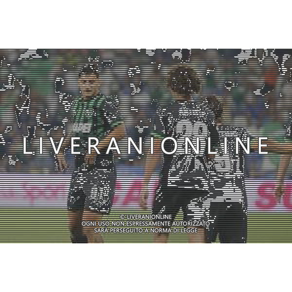 Flavio Russo of US Sassuolo celebrates with team mate during US Sassuolo Calcio vs Cesena FC, 2° Serie B BKT 2024-25 game at Mapei stadium - Città del Tricolore in Reggio Emilia (RE), Italy, on August 24, 2024. (Photo by Davide Casentini)/AGENZIA ALDO LIVERANI SAS