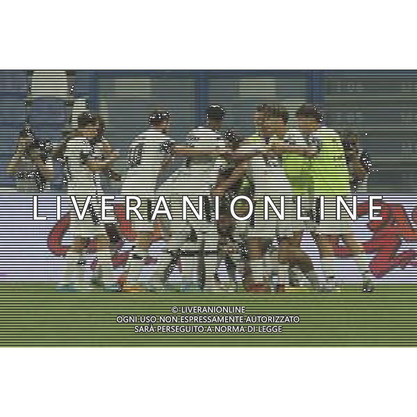 Marco Curto of Cesena FC celebrates with team mate during US Sassuolo Calcio vs Cesena FC, 2° Serie B BKT 2024-25 game at Mapei stadium - Città del Tricolore in Reggio Emilia (RE), Italy, on August 24, 2024. (Photo by Davide Casentini)/AGENZIA ALDO LIVERANI SAS
