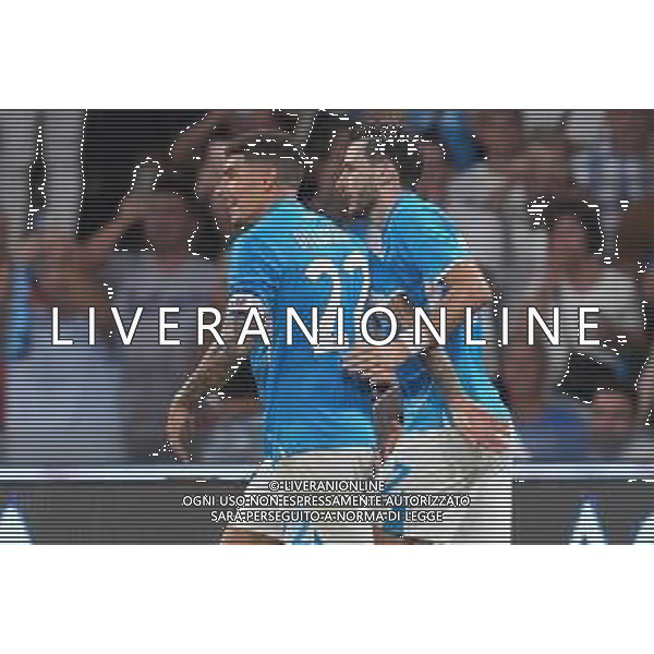 NAPOLI - BOLOGNA 2a giornata Campionato Calcio Serie A Enilive 25.08.2024 Nella Foto: esultanza dopo il gol di Khvicha Kvaratskhelia con giovanni di lorenzo ©MOSCA/AGENZIA ALDO LIVERANI SAS