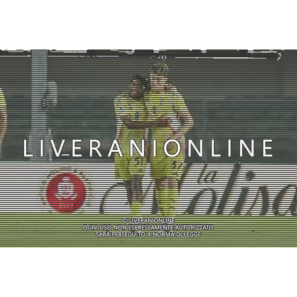 Nicolo\' Savona of Juventus FC celebrates after scoring during Hellas Verona FC vs Juventus FC, 2° Serie A Enilive 2024-25 game at Marcantonio Bentegodi Stadium in Verona (VR), Italy, on August 26, 2024. (Photo by Davide Casentini)/ AGENZIA ALDO LIVERANI SAS