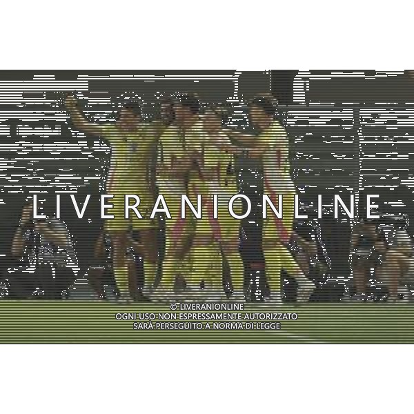Dusan Vlahovic of Juventus FC celebrates after scoring during Hellas Verona FC vs Juventus FC, 2° Serie A Enilive 2024-25 game at Marcantonio Bentegodi Stadium in Verona (VR), Italy, on August 26, 2024. (Photo by Davide Casentini)/ AGENZIA ALDO LIVERANI SAS