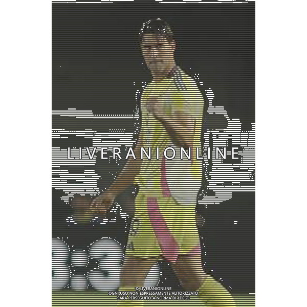 Dusan Vlahovic of Juventus FC celebrates after scoring during Hellas Verona FC vs Juventus FC, 2° Serie A Enilive 2024-25 game at Marcantonio Bentegodi Stadium in Verona (VR), Italy, on August 26, 2024. (Photo by Davide Casentini)/ AGENZIA ALDO LIVERANI SAS
