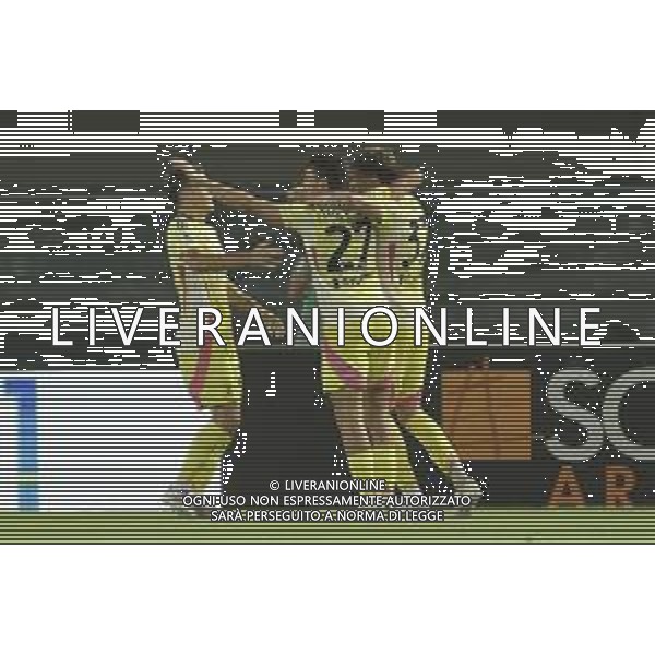 Nicolo\' Savona of Juventus FC celebrates after scoring during Hellas Verona FC vs Juventus FC, 2° Serie A Enilive 2024-25 game at Marcantonio Bentegodi Stadium in Verona (VR), Italy, on August 26, 2024. (Photo by Davide Casentini)/ AGENZIA ALDO LIVERANI SAS