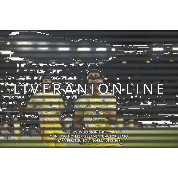 Dusan Vlahovic of Juventus FC celebrates after scoring during Hellas Verona FC vs Juventus FC, 2° Serie A Enilive 2024-25 game at Marcantonio Bentegodi Stadium in Verona (VR), Italy, on August 26, 2024. (Photo by Davide Casentini)/ AGENZIA ALDO LIVERANI SAS