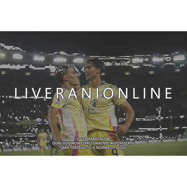Dusan Vlahovic of Juventus FC celebrates after scoring during Hellas Verona FC vs Juventus FC, 2° Serie A Enilive 2024-25 game at Marcantonio Bentegodi Stadium in Verona (VR), Italy, on August 26, 2024. (Photo by Davide Casentini)/ AGENZIA ALDO LIVERANI SAS