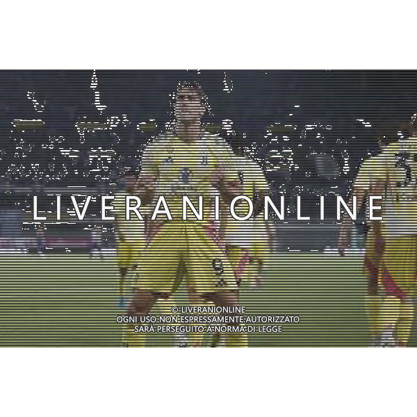 Dusan Vlahovic of Juventus FC celebrates after scoring during Hellas Verona FC vs Juventus FC, 2° Serie A Enilive 2024-25 game at Marcantonio Bentegodi Stadium in Verona (VR), Italy, on August 26, 2024. (Photo by Davide Casentini)/ AGENZIA ALDO LIVERANI SAS