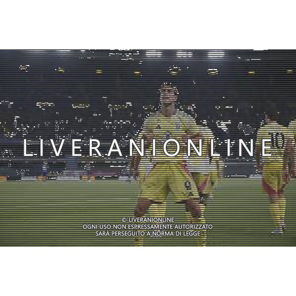 Dusan Vlahovic of Juventus FC celebrates after scoring during Hellas Verona FC vs Juventus FC, 2° Serie A Enilive 2024-25 game at Marcantonio Bentegodi Stadium in Verona (VR), Italy, on August 26, 2024. (Photo by Davide Casentini)/ AGENZIA ALDO LIVERANI SAS