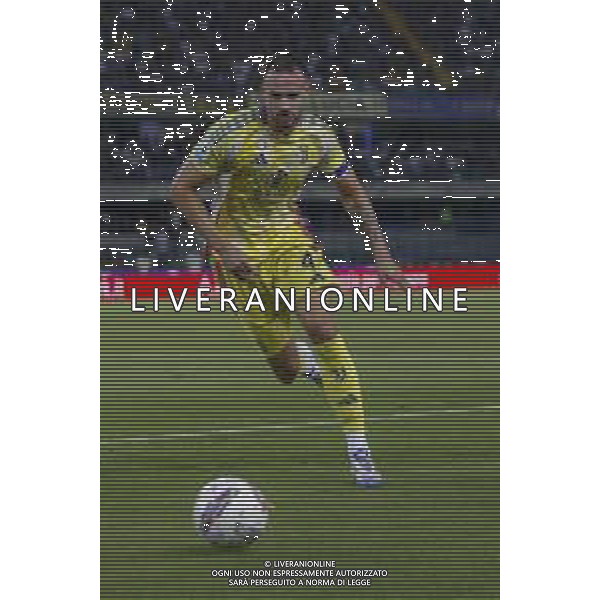Federico Gatti of Juventus FC play the ball during Hellas Verona FC vs Juventus FC, 2° Serie A Enilive 2024-25 game at Marcantonio Bentegodi Stadium in Verona (VR), Italy, on August 26, 2024. (Photo by Davide Casentini)/ AGENZIA ALDO LIVERANI SAS