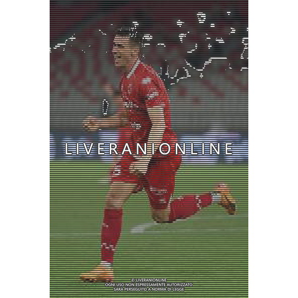 TVEM August 27, 2024 Bari, Italy - SSC Bari vs US Sassuolo - Italian soccer serie B 2024/25 - San Nicola Stadium. In the pic by Emmanuele Mastrodonato/agenzia Aldo Liverani sas: Kevin Lasagna of SSC Bari celebrates after scoring a goal ©Emmanuele Mastrodonato/AGENZIA ALDO LIVERANI SAS