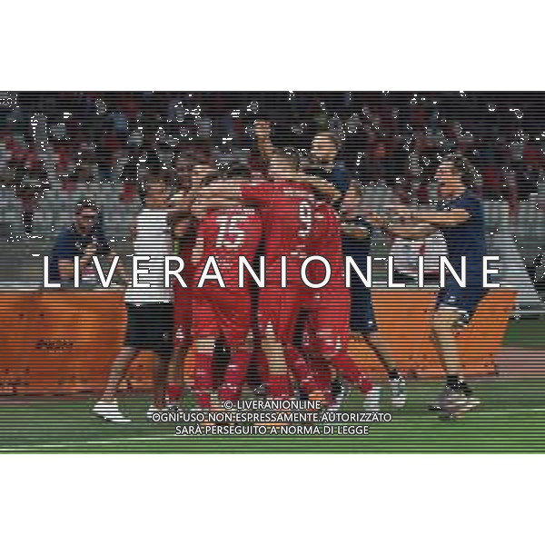TVEM August 27, 2024 Bari, Italy - SSC Bari vs US Sassuolo - Italian soccer serie B 2024/25 - San Nicola Stadium. In the pic by Emmanuele Mastrodonato/agenzia Aldo Liverani sas: Kevin Lasagna of SSC Bari celebrates after scoring a goal with teammates ©Emmanuele Mastrodonato/AGENZIA ALDO LIVERANI SAS