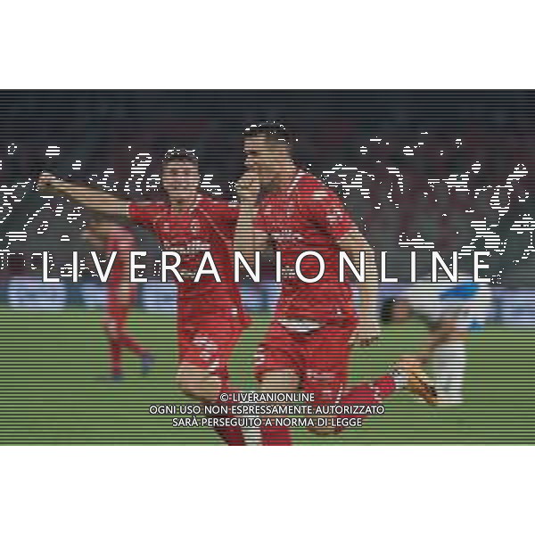 TVEM August 27, 2024 Bari, Italy - SSC Bari vs US Sassuolo - Italian soccer serie B 2024/25 - San Nicola Stadium. In the pic: Kevin Lasagna of SSC Bari celebrates after scoring a goal foto mastrodonato emanuele-ag aldo liverani sas