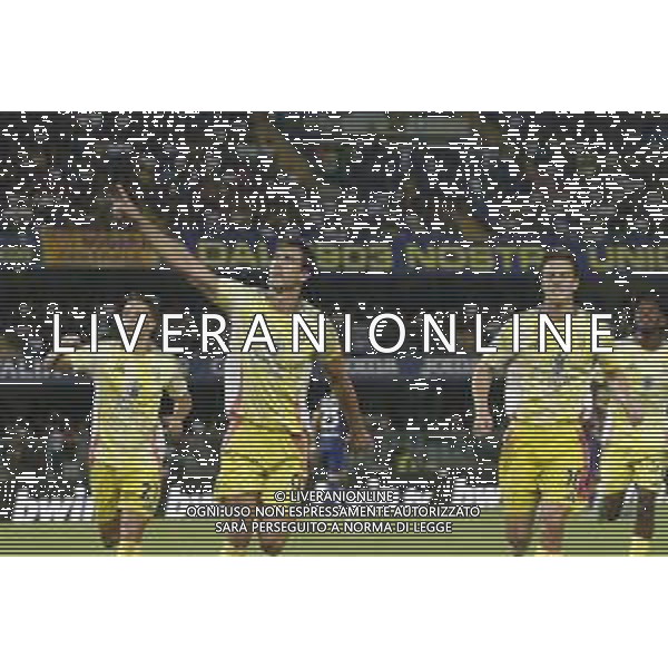Dusan Vlahovic of Juventus FC celebrates after scoring penalty during Hellas Verona FC vs Juventus FC, 2° Serie A Enilive 2024-25 game at Marcantonio Bentegodi Stadium in Verona (VR), Italy, on August 26, 2024. (Photo by Davide Casentini)/AGENZIA ALDO LIVERANI SAS
