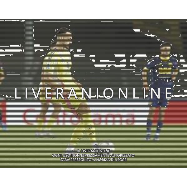 Federico Gatti of Juventus FC play the ball during Hellas Verona FC vs Juventus FC, 2° Serie A Enilive 2024-25 game at Marcantonio Bentegodi Stadium in Verona (VR), Italy, on August 26, 2024. (Photo by Davide Casentini)/AGENZIA ALDO LIVERANI SAS