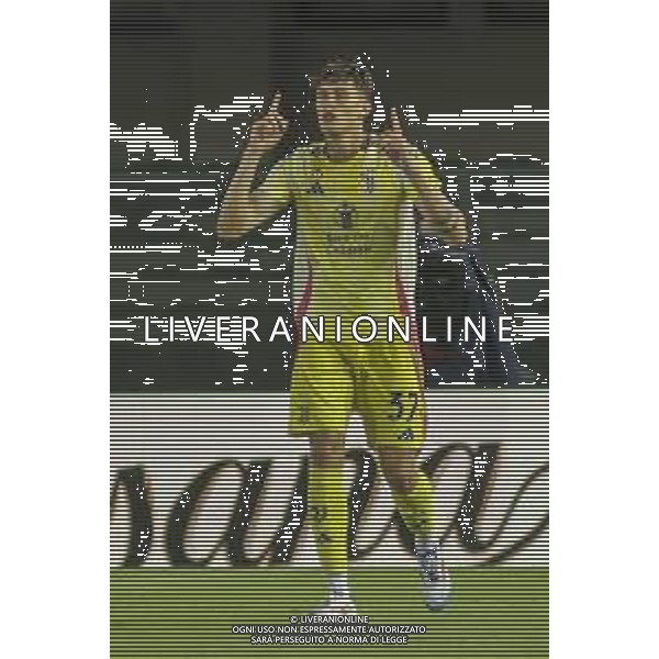 Nicolo\' Savona of Juventus FC celebrates after scoring during Hellas Verona FC vs Juventus FC, 2° Serie A Enilive 2024-25 game at Marcantonio Bentegodi Stadium in Verona (VR), Italy, on August 26, 2024. (Photo by Davide Casentini)/AGENZIA ALDO LIVERANI SAS