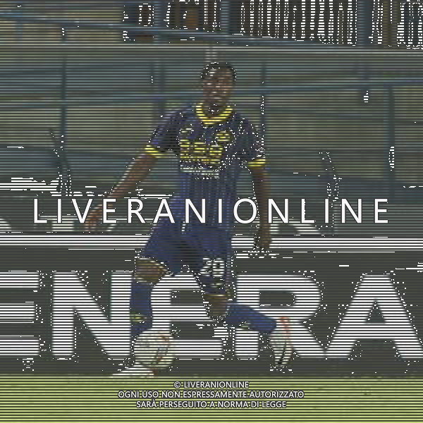 Faride Alidou of Hellas Verona FC play the ball during Hellas Verona FC vs Juventus FC, 2° Serie A Enilive 2024-25 game at Marcantonio Bentegodi Stadium in Verona (VR), Italy, on August 26, 2024. (Photo by Davide Casentini)/AGENZIA ALDO LIVERANI SAS