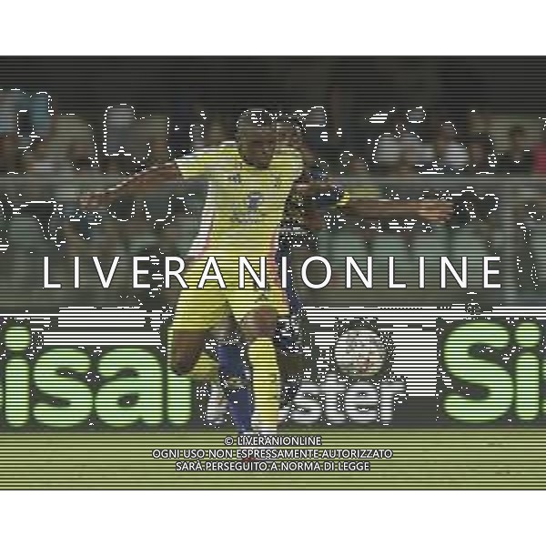 Yllan Okou of Hellas Verona FC battle for the ball with Faride Alidou of Hellas Verona FC during Hellas Verona FC vs Juventus FC, 2° Serie A Enilive 2024-25 game at Marcantonio Bentegodi Stadium in Verona (VR), Italy, on August 26, 2024. (Photo by Davide Casentini)/AGENZIA ALDO LIVERANI SAS