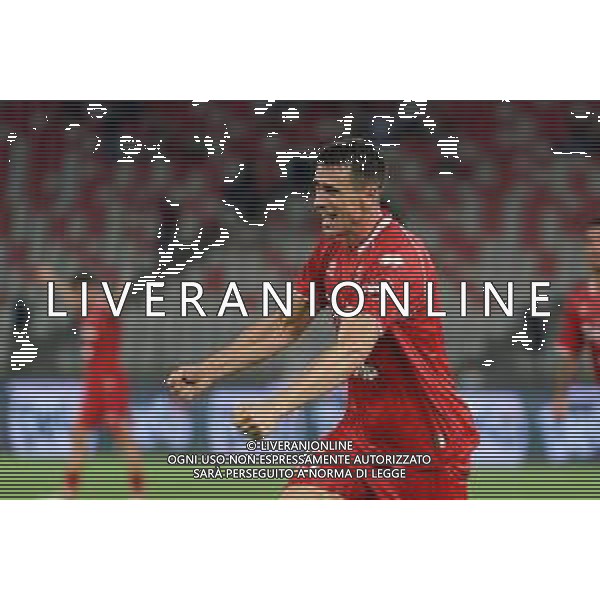 TVEM August 27, 2024 Bari, Italy - SSC Bari vs US Sassuolo - Italian soccer serie B 2024/25 - San Nicola Stadium. In the pic: Kevin Lasagna of SSC Bari celebrates after scoring a goal ©Emanuele Mastrodonato/AGENZIA ALDO LIVERANI SAS