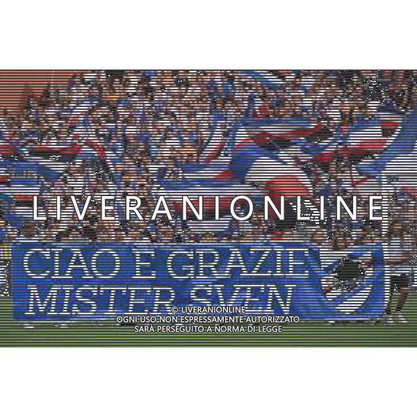 TVRG Sampdoria vs Bari nella foto striscione per Sven-Goran Eriksson Genova 31-08-2024 Stadio Luigi Ferraris - Marassi Campionato Serie BKT - 4a giornata foto Roberto Garavaglia/Agenzia Aldo Liverani sas