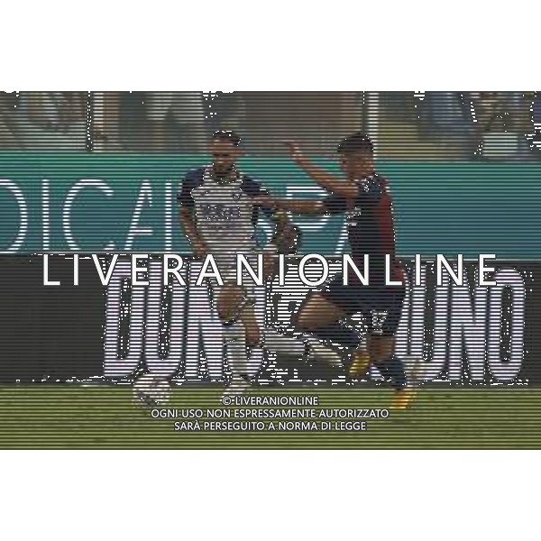 Grigoris Kastanos of Hellas Verona FC competes for the ball with Ruslan Malinovskyi of Genoa CFC during Genoa CFC vs Hellas Verona FC, 3° Serie A Enilive 2024-25 game at G. Ferraris Stadium in Genova (GE), Italy, on September 01, 2024. (Photo by Davide Casentini) ©CASENTINI/ AGENZIA ALDO LIVERANI SAS