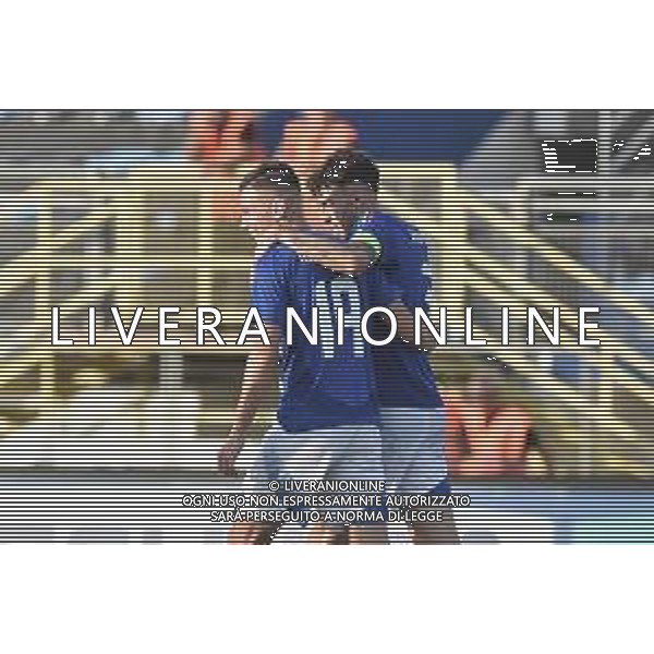 Italia U21 vs San Marino U21 - Turno di qualificazione - 13 Giornata - Stadio D.Francioni - Latina 05-09-2024 nella foto Esultanza Raimondo e Ruggeri FOTO FEDERICO GAETANO-AG ALDO LIVERANI SAS