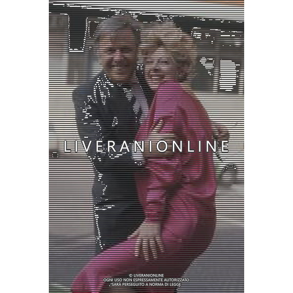 DIAP-RETROSPETTIVA SANDRO MILO ATTRICE NELLA FOTO SANDRA MILO A ROMA NELL\'ANNO 1985 CON GIANFRANCO FUNARI AG ALDO LIVERANI SAS