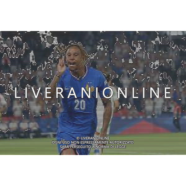 TVEM September 6, 2024 in Paris, France. France vs Italy, UEFA Nations League 2024/25 League A Group A2 match - Parc des Princes Stadium. In the pic: Bradley Barcola of France celebrates after scoring a goal ©Emanuele Mastrodonato/AGENZIA ALDO LIVERANI SAS