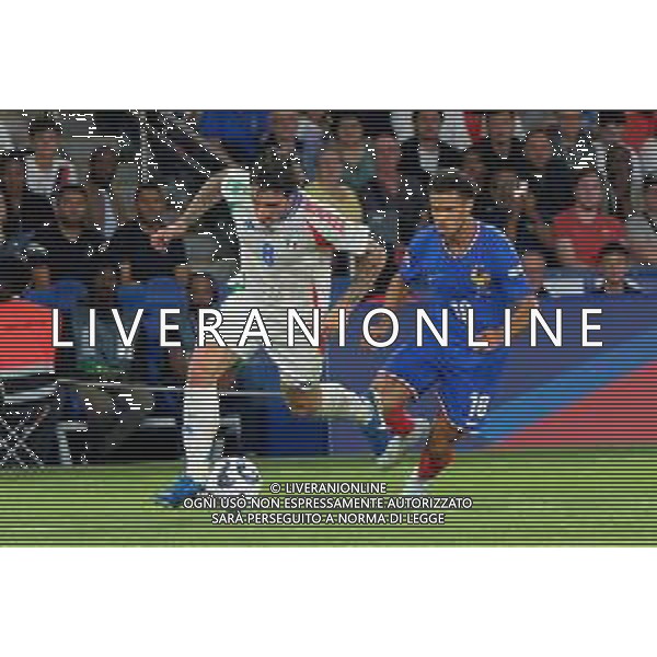 TVEM September 6, 2024 in Paris, France. France vs Italy, UEFA Nations League 2024/25 League A Group A2 match - Parc des Princes Stadium. In the pic: Sandro Tonali of Italy in action against Youssouf Fofana of France foto e.mastrodonato-ag aldo liverani sas