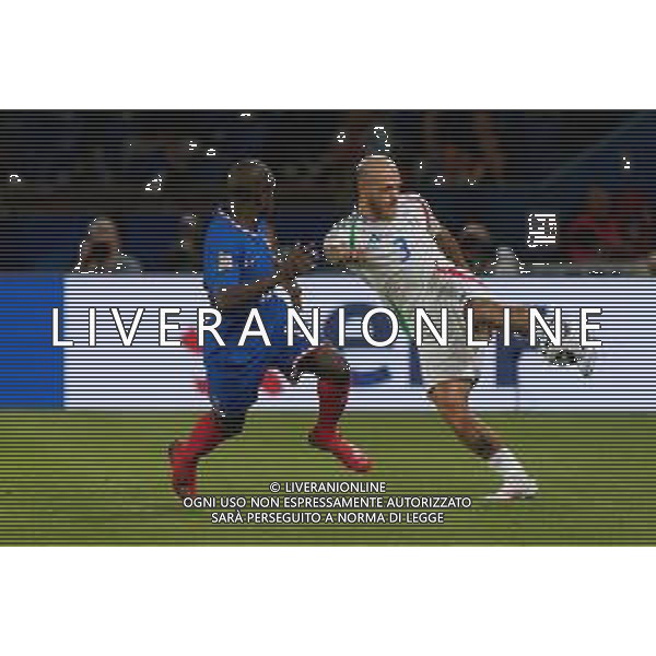 TVEM September 6, 2024 in Paris, France. France vs Italy, UEFA Nations League 2024/25 League A Group A2 match - Parc des Princes Stadium. In the pic: Federico Dimarco of Italy in action against N\'Golo Kanté of France foto e.mastrodonato-ag aldo liverani sas