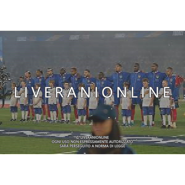 TVEM September 6, 2024 in Paris, France. France vs Italy, UEFA Nations League 2024/25 League A Group A2 match - Parc des Princes Stadium. In the pic: Players of France line up during the National Anthems/AGENZIA ALDO LIVERANI SAS