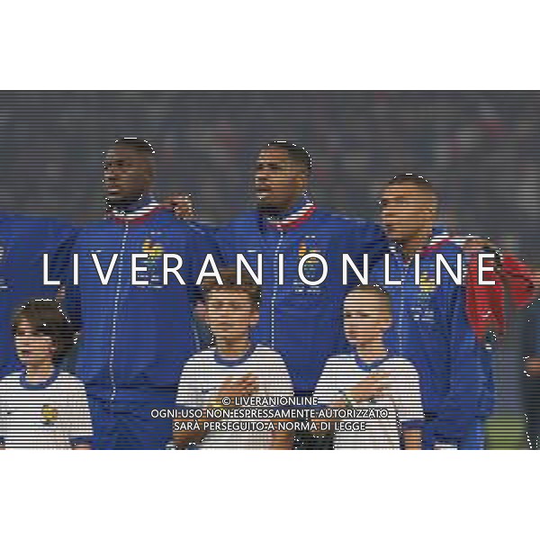 TVEM September 6, 2024 in Paris, France. France vs Italy, UEFA Nations League 2024/25 League A Group A2 match - Parc des Princes Stadium. In the pic: Players of France line up during the National Anthems/AGENZIA ALDO LIVERANI SAS