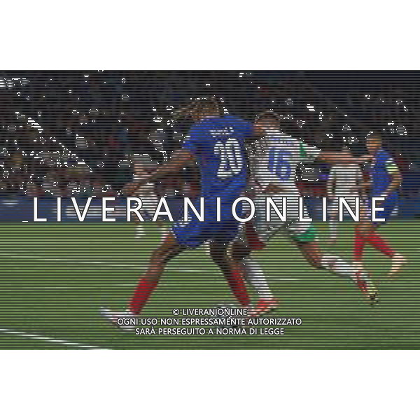 TVEM September 6, 2024 in Paris, France. France vs Italy, UEFA Nations League 2024/25 League A Group A2 match - Parc des Princes Stadium. In the pic: Bradley Barcola of France in action against Davide Frattesi of Italy/AGENZIA ALDO LIVERANI SAS