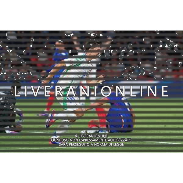 TVEM September 6, 2024 in Paris, France. France vs Italy, UEFA Nations League 2024/25 League A Group A2 match - Parc des Princes Stadium. In the pic: Giacomo Raspadori of Italy celebrates after scoring a goal/AGENZIA ALDO LIVERANI SAS