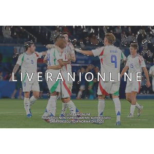 TVEM September 6, 2024 in Paris, France. France vs Italy, UEFA Nations League 2024/25 League A Group A2 match - Parc des Princes Stadium. In the pic: Giacomo Raspadori of Italy celebrates after scoring a goal with teammates/AGENZIA ALDO LIVERANI SAS