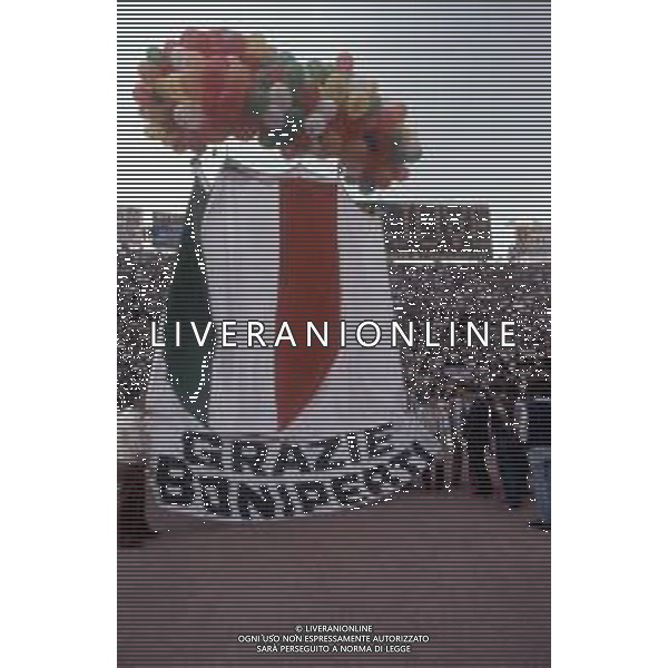 DIAP-RETROSPETTIVA TIFOSI JUVENTUS CALCIO NELLA FOTO I TIFOSI DELLA JUVENTUS FESTEGGIANO IL 19 SCUDETTO NELLA PARTITA JUVENTUS-FIORENTINA NELL\'ANNO 1981 FOTO ENRICO LIVERANI-AG ALDO LIVERANI SAS 