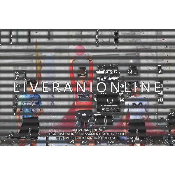 08-09-2024 Vuelta A Espana; 2024, Red Bull - Bora - Hansgrohe; 2024, Decathlon - Ag2r La Mondiale; 2024, Movistar; Roglic, Primoz; O\'connor, Ben; Mas, Enric; Madrid; ©SIROTTI- AGENZIA ALDO LIVERANI SAS