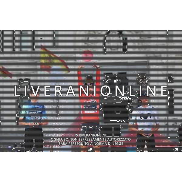 08-09-2024 Vuelta A Espana; 2024, Red Bull - Bora - Hansgrohe; 2024, Decathlon - Ag2r La Mondiale; 2024, Movistar; Roglic, Primoz; O\'connor, Ben; Mas, Enric; Madrid; ©SIROTTI- AGENZIA ALDO LIVERANI SAS