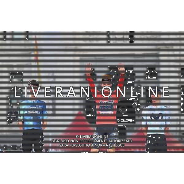 08-09-2024 Vuelta A Espana; 2024, Red Bull - Bora - Hansgrohe; 2024, Decathlon - Ag2r La Mondiale; 2024, Movistar; Roglic, Primoz; O\'connor, Ben; Mas, Enric; Madrid; ©SIROTTI- AGENZIA ALDO LIVERANI SAS