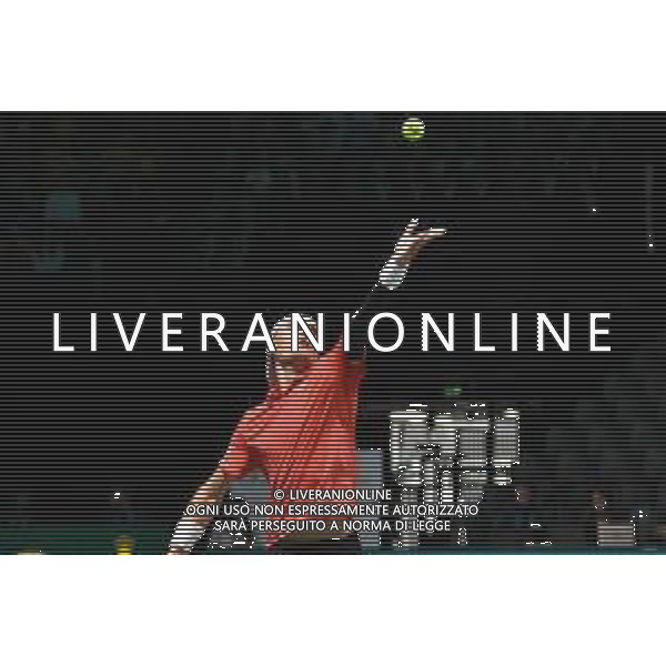 Bologna, Italia 10 Settembre 2024 Il blega Raphael Collignon nel match di Davis Cup contro l\'Olanda alla Unipol Arena di Bologna - Tennis, Davis Cup, Olanda, Belgio ©Andrea Rosito - AGENZIA ALDO LIVERANI SAS