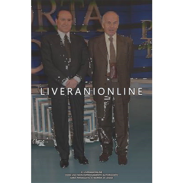 ROMA, 11 GENNAIO 2006 TRASMISSIONE PORTA A PORTA CON BERLUSCONI E BERTINOTTI. NELLA FOTO: SILVIO BERLUSCONI - FAUSTO BERTINOTTI foto Ag.Aldo Liverani