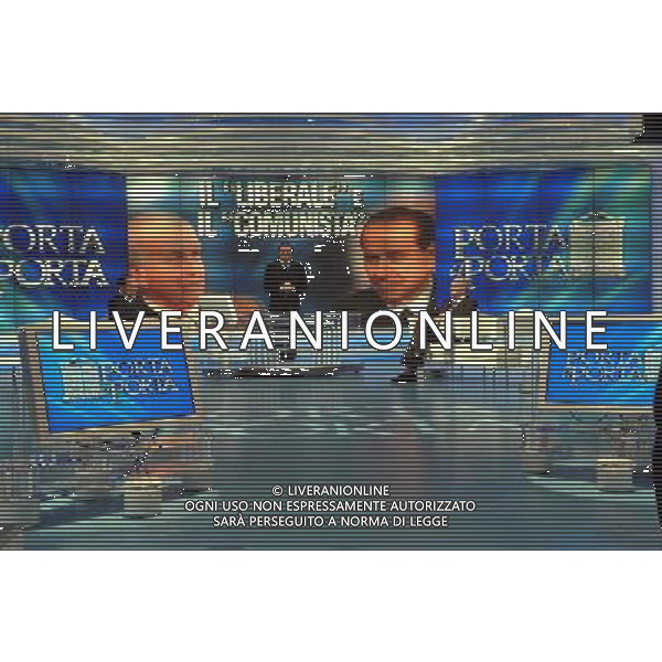 ROMA, 11 GENNAIO 2006 TRASMISSIONE PORTA A PORTA CON BERLUSCONI E BERTINOTTI. NELLA FOTO: SILVIO BERLUSCONI - BRUNO VESPA - FAUSTO BERTINOTTI foto Ag.Aldo Liverani